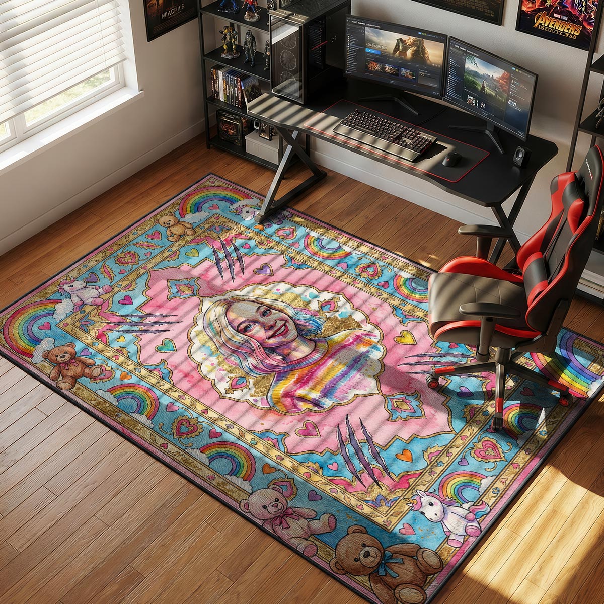Wednesday Smiling Portrait Cute Goth Fan rug — main product view