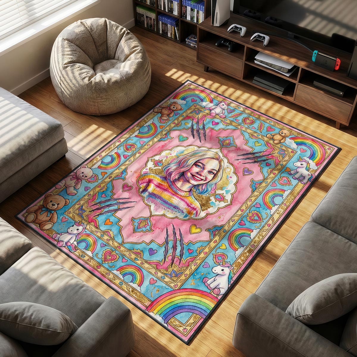 Wednesday Smiling themed area rug for home decor fans