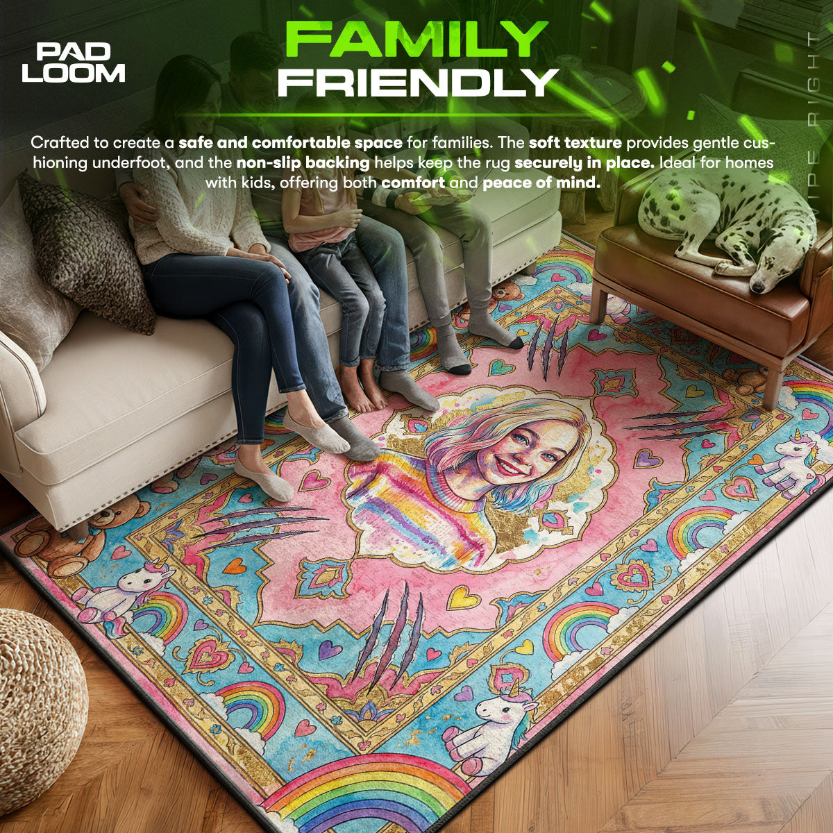 Wednesday area rug showing full home decor artwork
