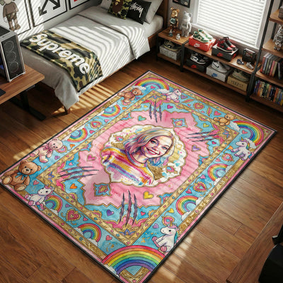 Wednesday Smiling Portrait Rug – Cute Goth Fan Mat
