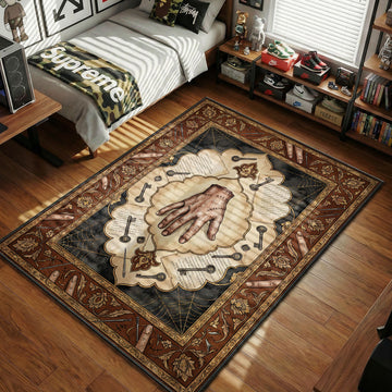 Wednesday Thing hand gothic brown beige hypebeast area rug