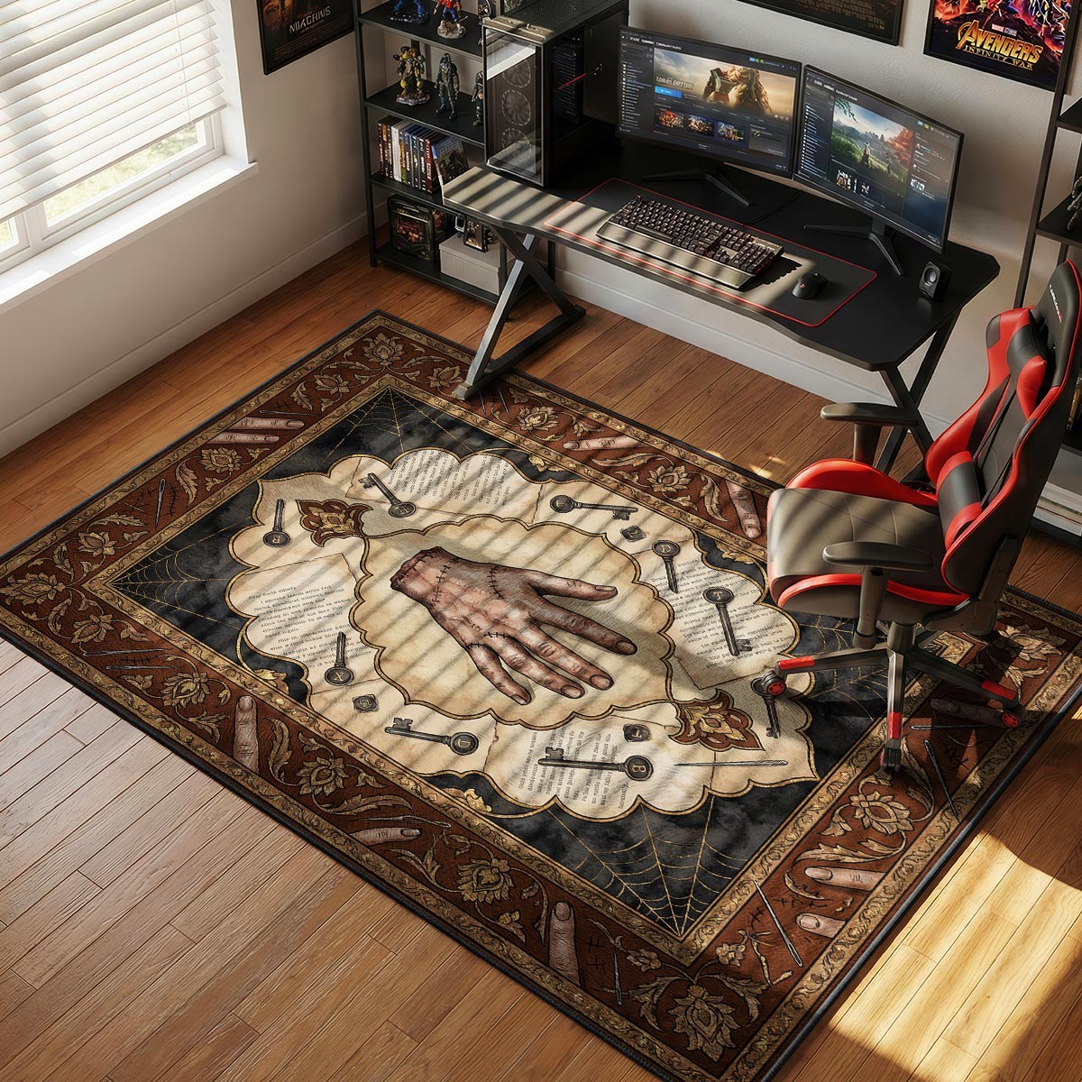 Wednesday Thing Hand Fan rug — main product view