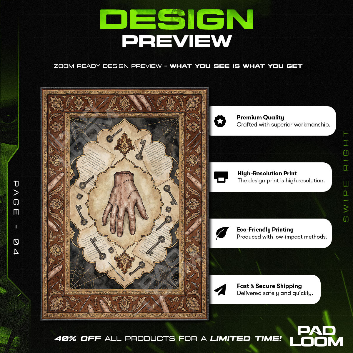 Fan character design printed on rug