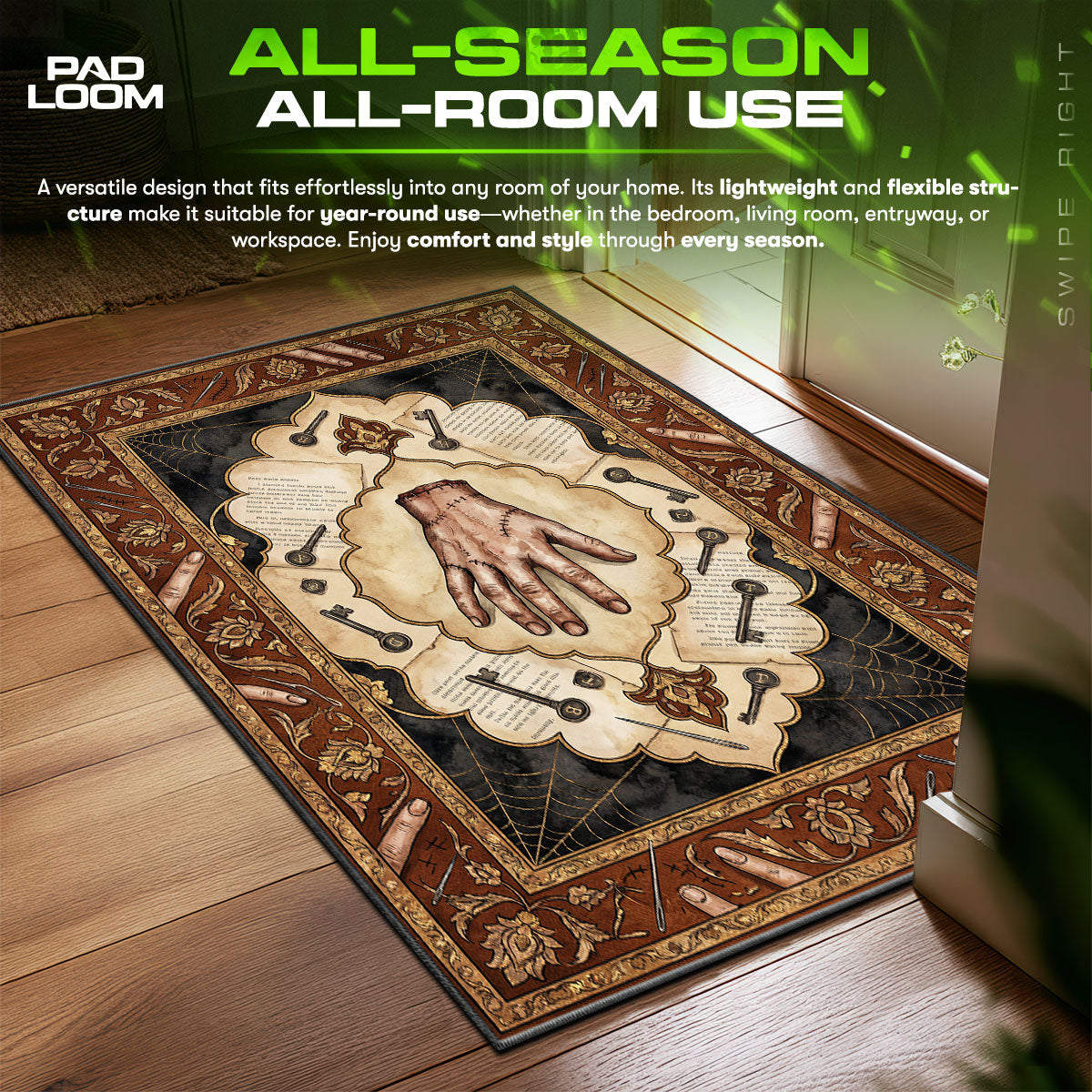 Wednesday Thing Hand Fan fan rug — premium quality print