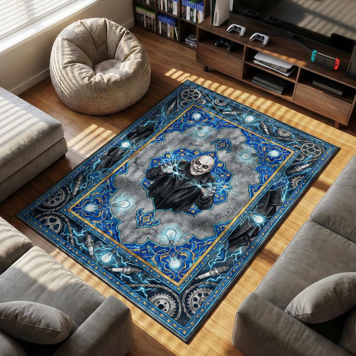 Uncle Fester themed area rug for home decor fans