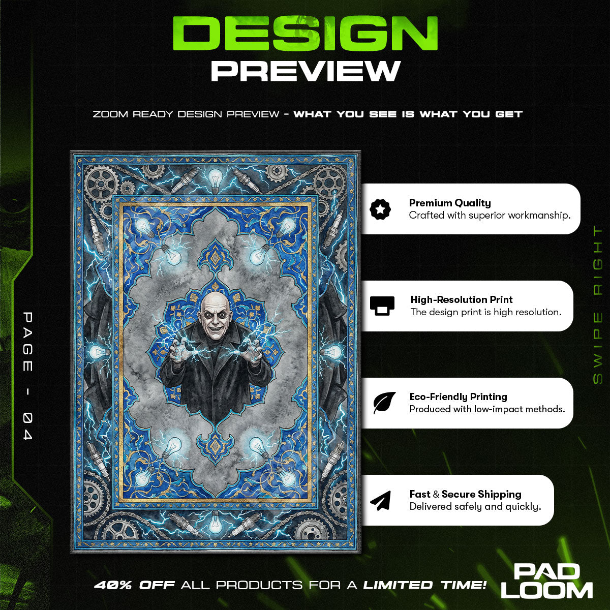 Fan character design printed on rug