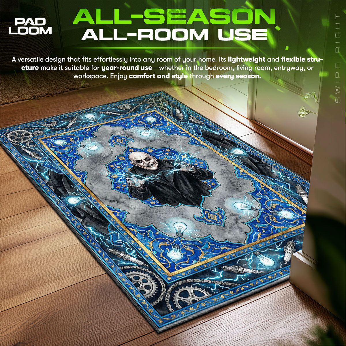 Uncle Fester Electric Wednesday Fan fan rug — premium quality print