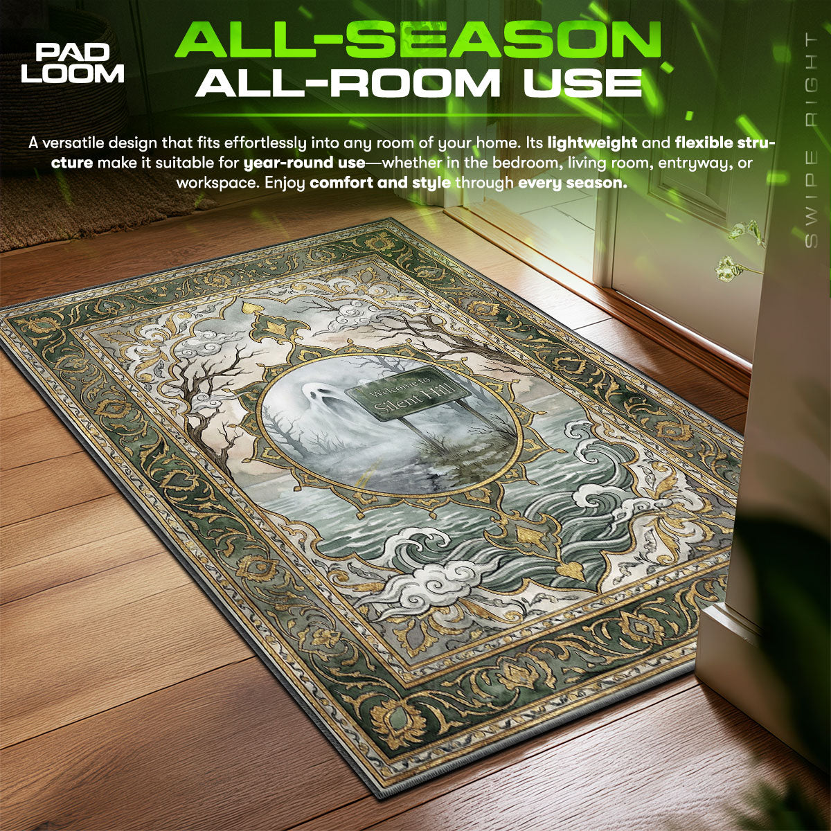 Welcome Sign Fog Silent Hill Chair fan rug — premium quality print