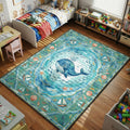 cute blue whale ocean sea life kids bedroom area rug