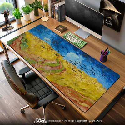 Wheatfield with Crows Mouse Pad, Van Gogh Art Gaming Desk Mat