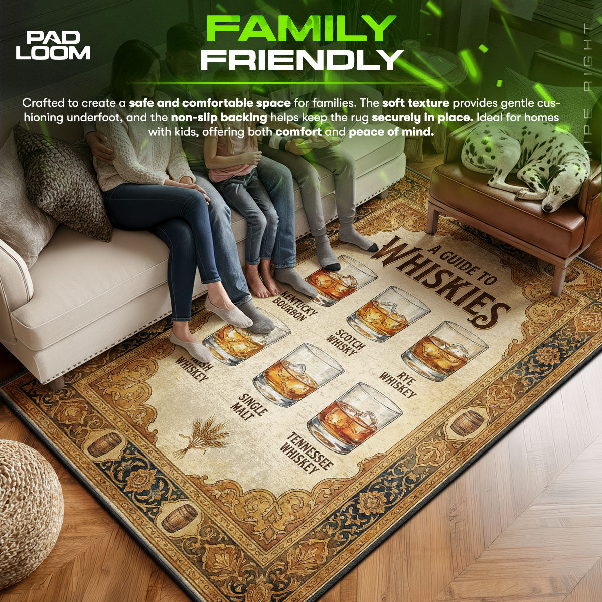 Floor character design printed on rug