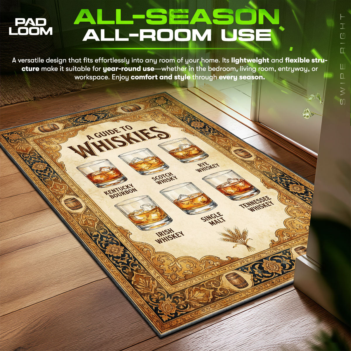 Detailed close-up of Whiskey rug pattern
