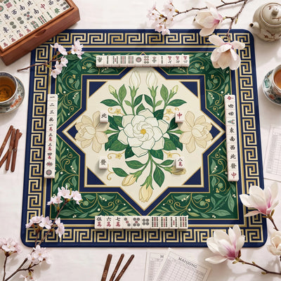 White Gardenia Mahjong-Matte - Mah-Jongg Tischmatte