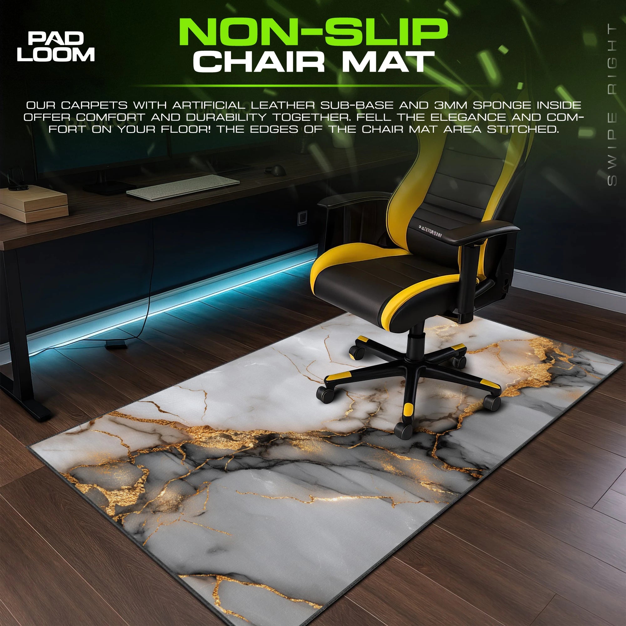 White Gold Marble Mouse Pad - Luxe Desk Mat