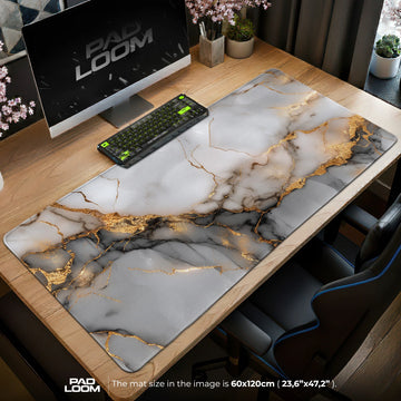 White Gold Marble Mouse Pad - Luxe Desk Mat