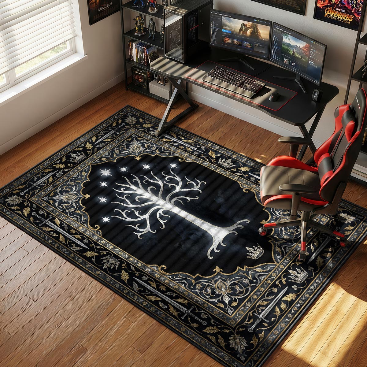 White Tree Gondor Lord Rings Room rug — main product view