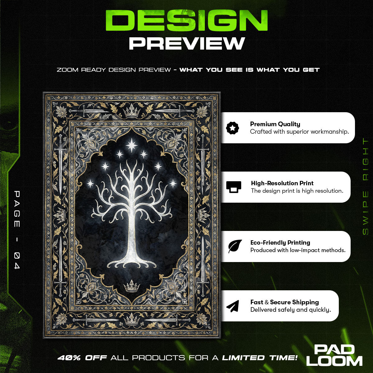 Room character design printed on rug