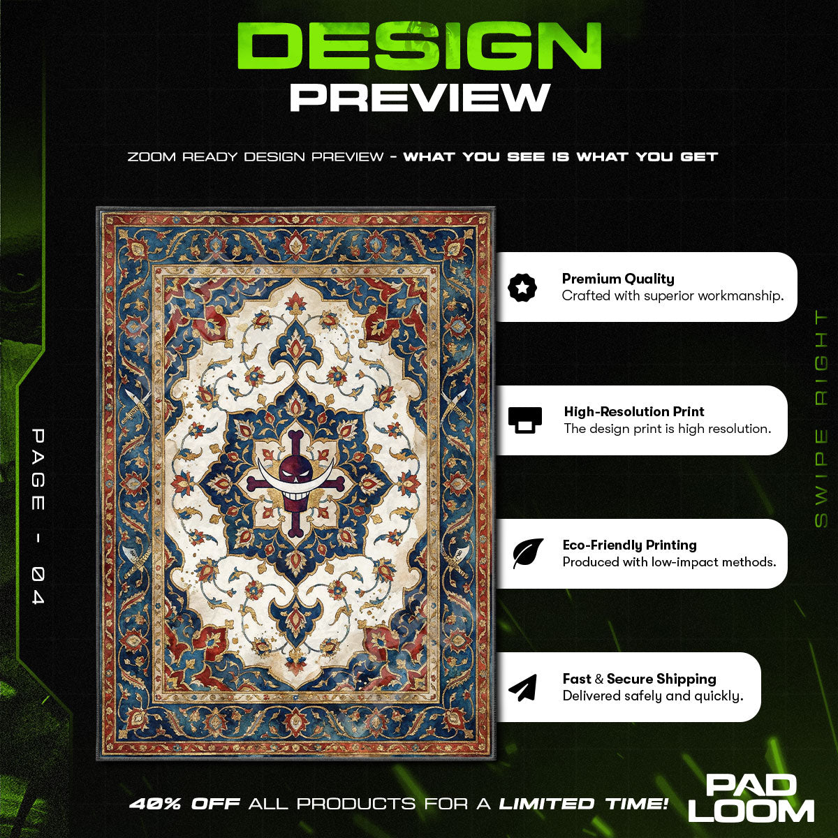 Chair character design printed on rug