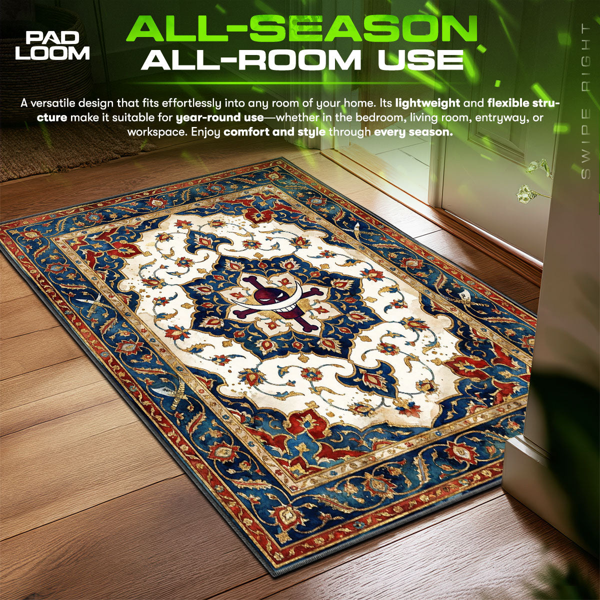 Whitebeard Jolly Roger One Piece Chair fan rug — premium quality print