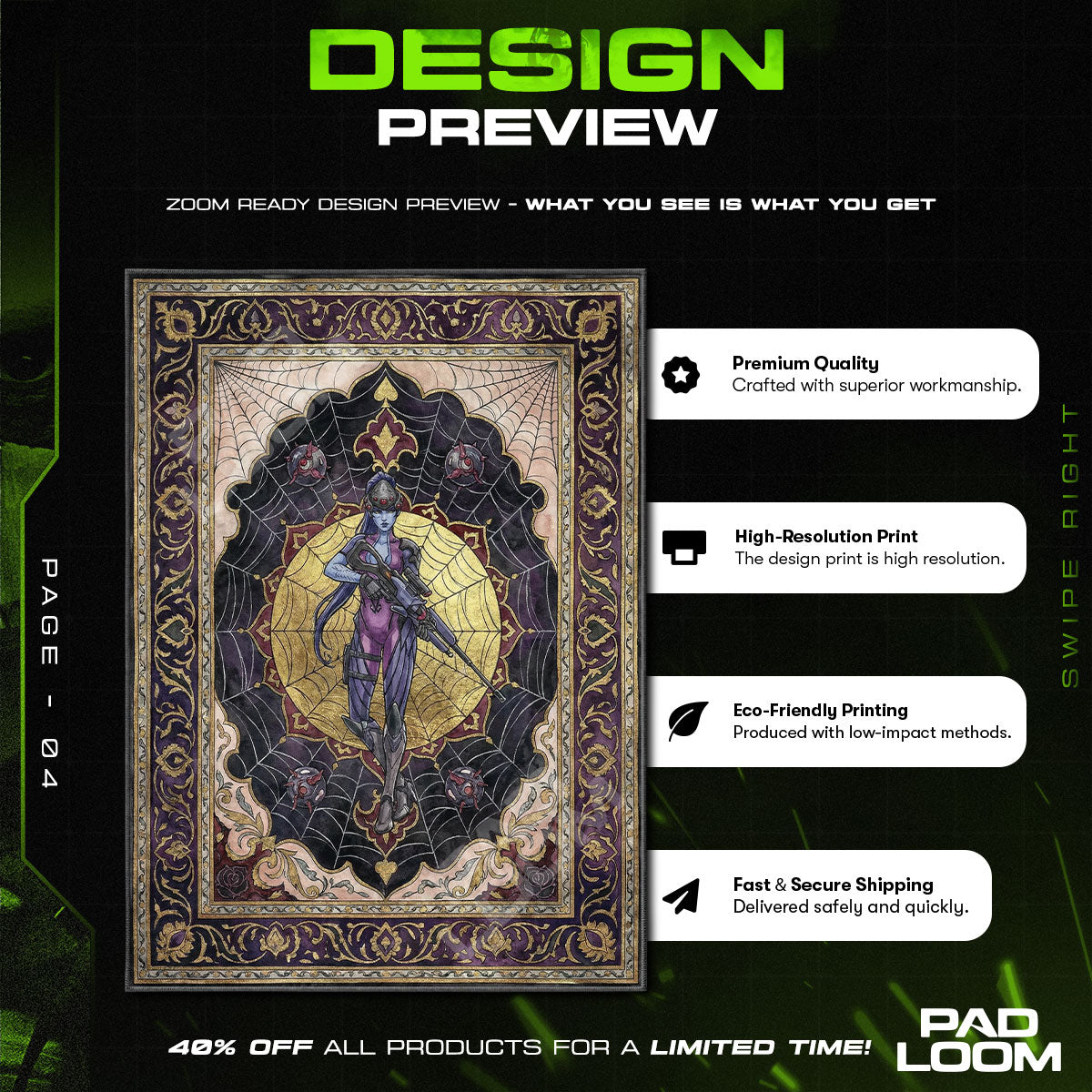 Widowmaker Sniper Web Rug - Overwatch Chair Mat