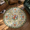 Wildflower Bouquet floral round rug in a styled room - floral circle area rug