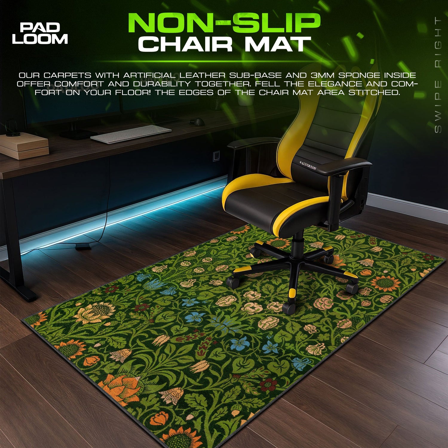 Wildwood Bloom Mouse Pad, Forest Floral Gaming Desk Mat Padloom