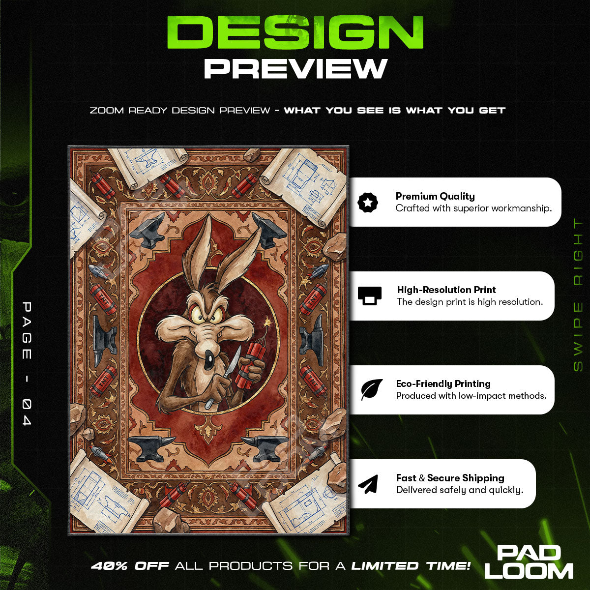 Kids character design printed on rug