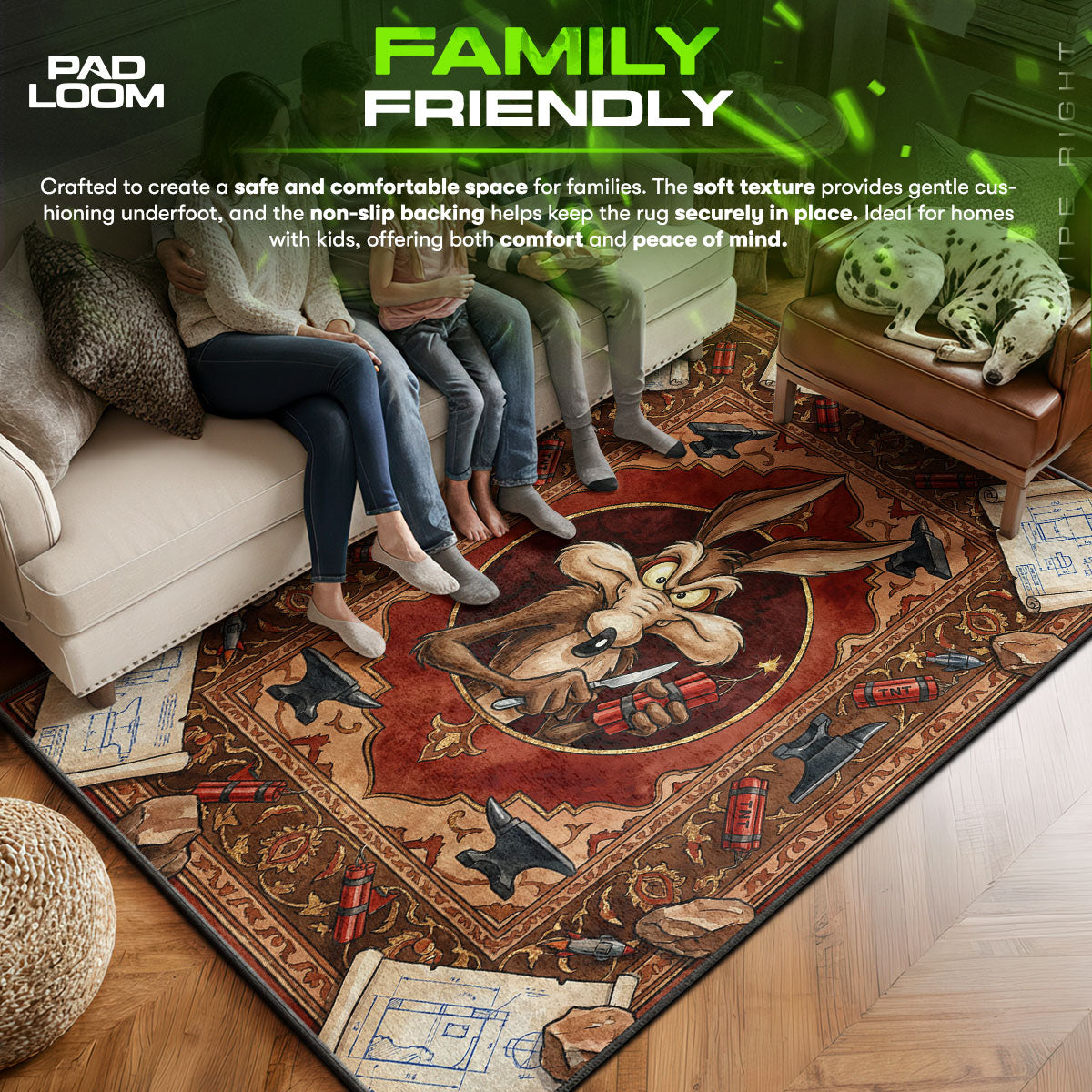 Wile area rug showing full home decor artwork