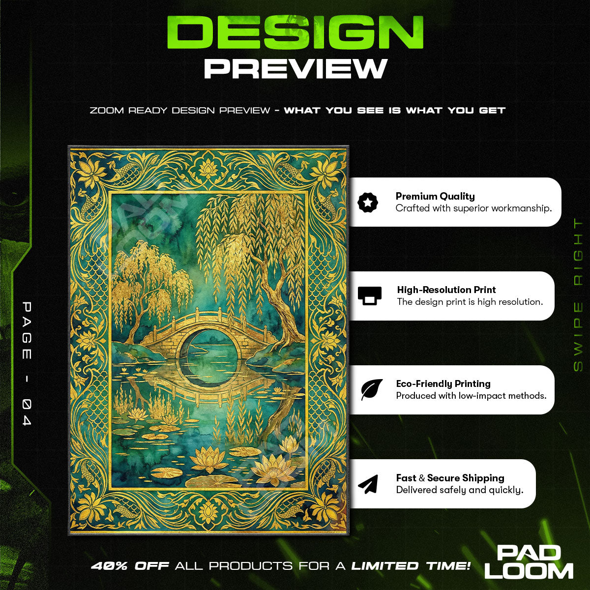 Willow Bridge Golden Garden Pond Area rug — main product view