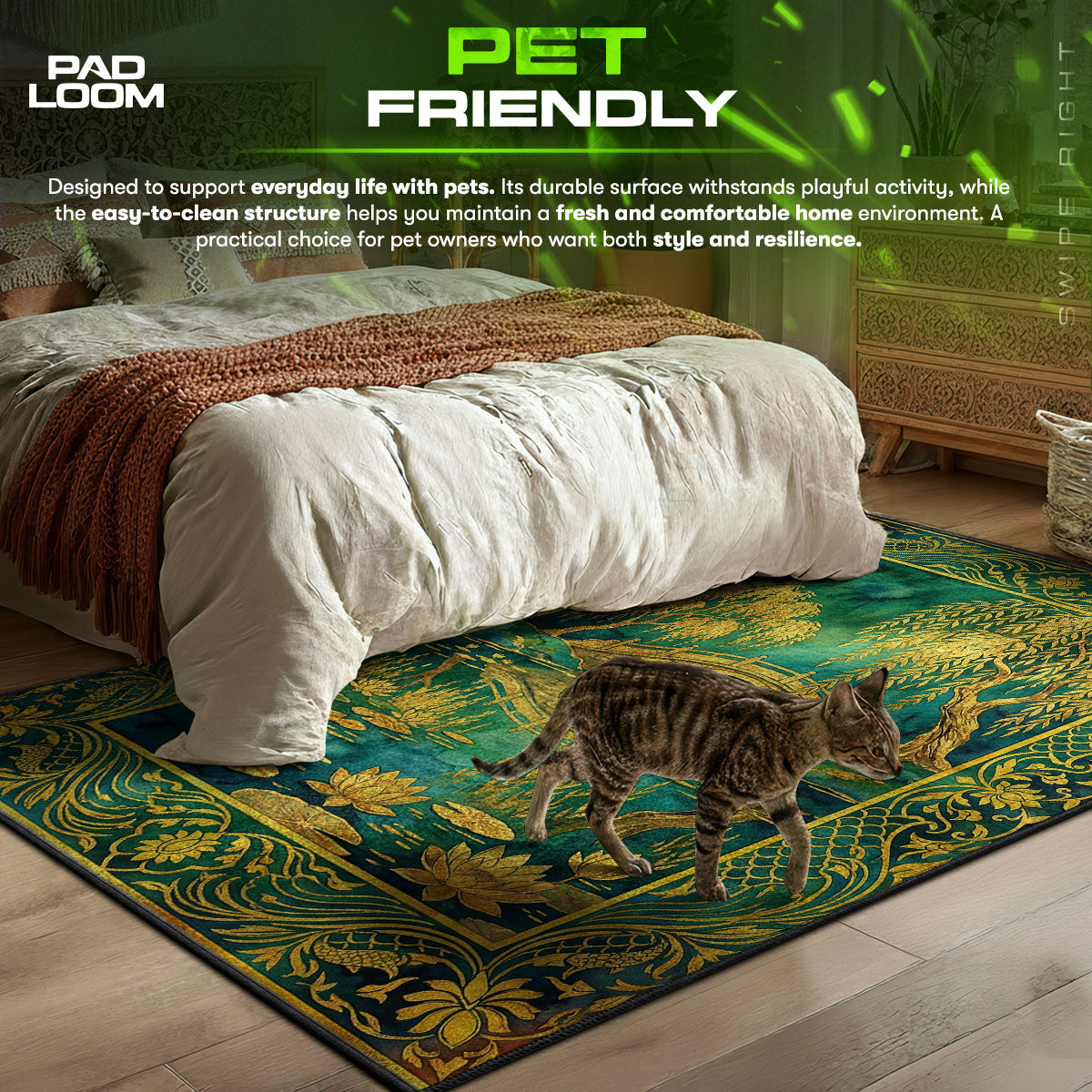 Willow Bridge themed area rug for home decor fans