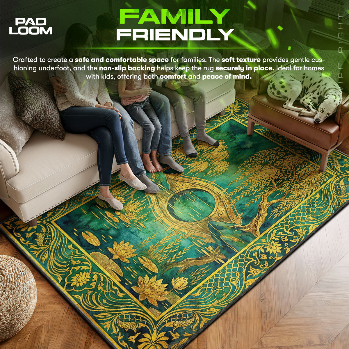 Area character design printed on rug