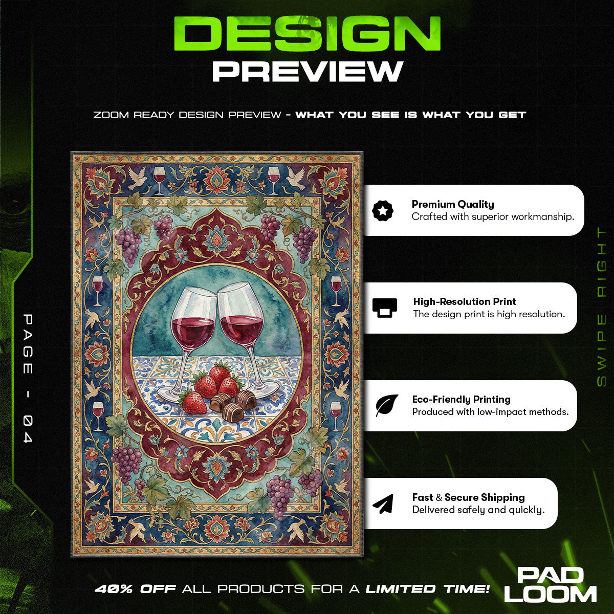 Wine & Strawberry Toast Valentine's Day Area rug — main product view