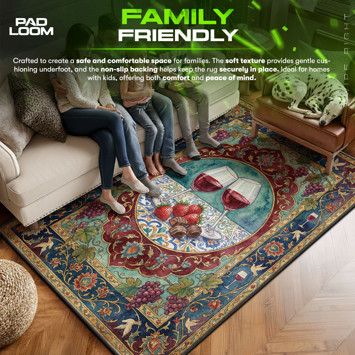 Area character design printed on rug
