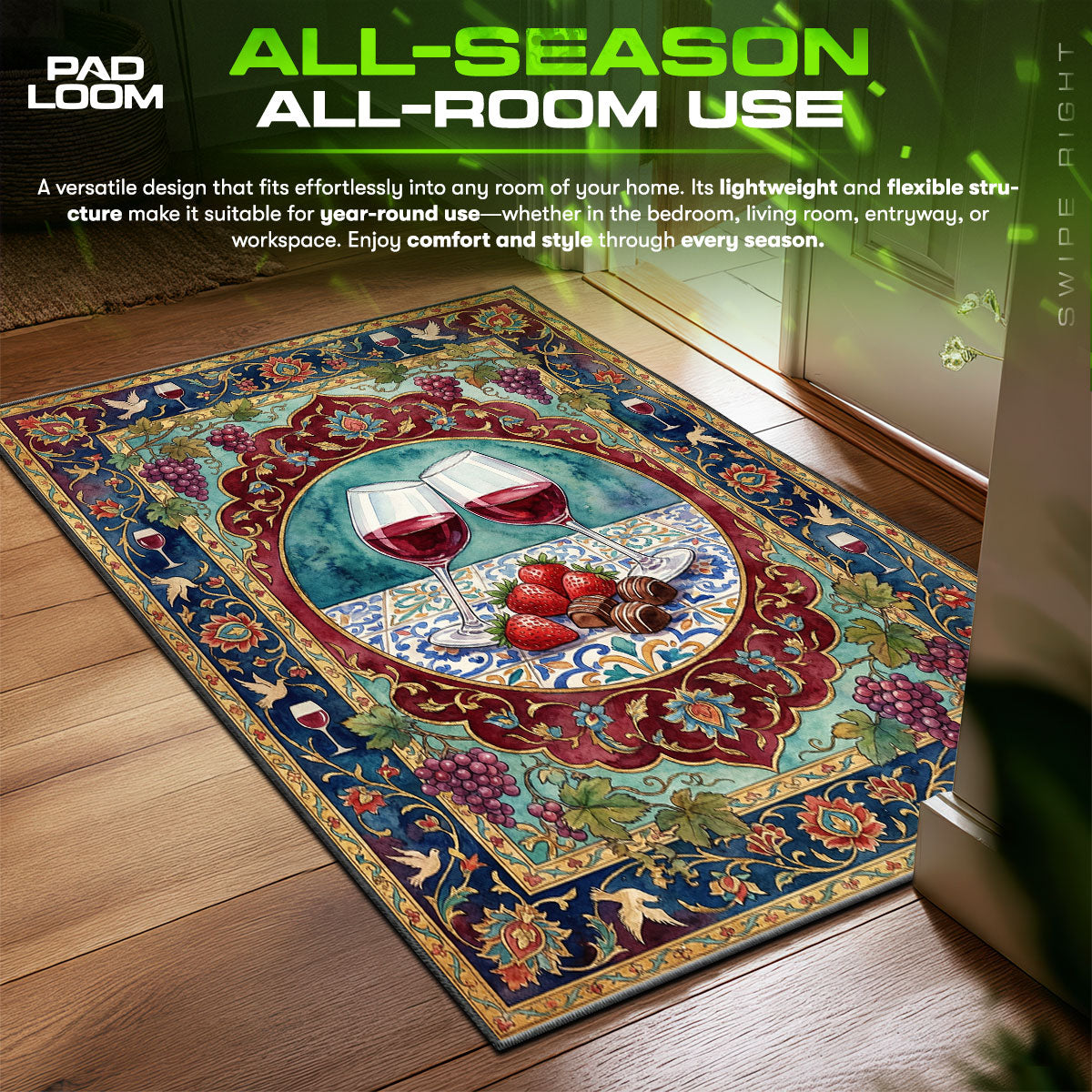 Detailed close-up of Wine rug pattern