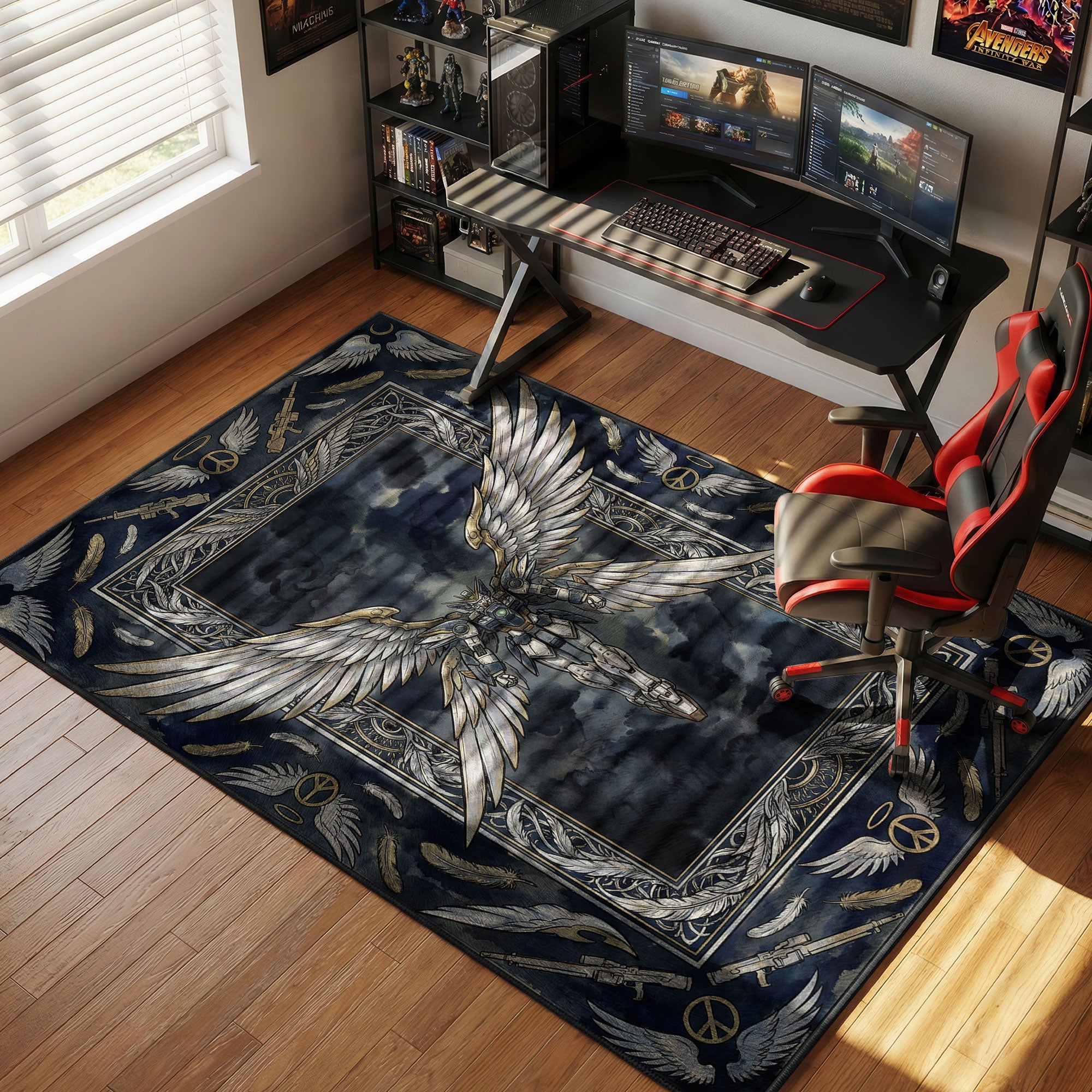 Wing Zero Celestial Tapestry Gundam Wing Chair rug — main product view