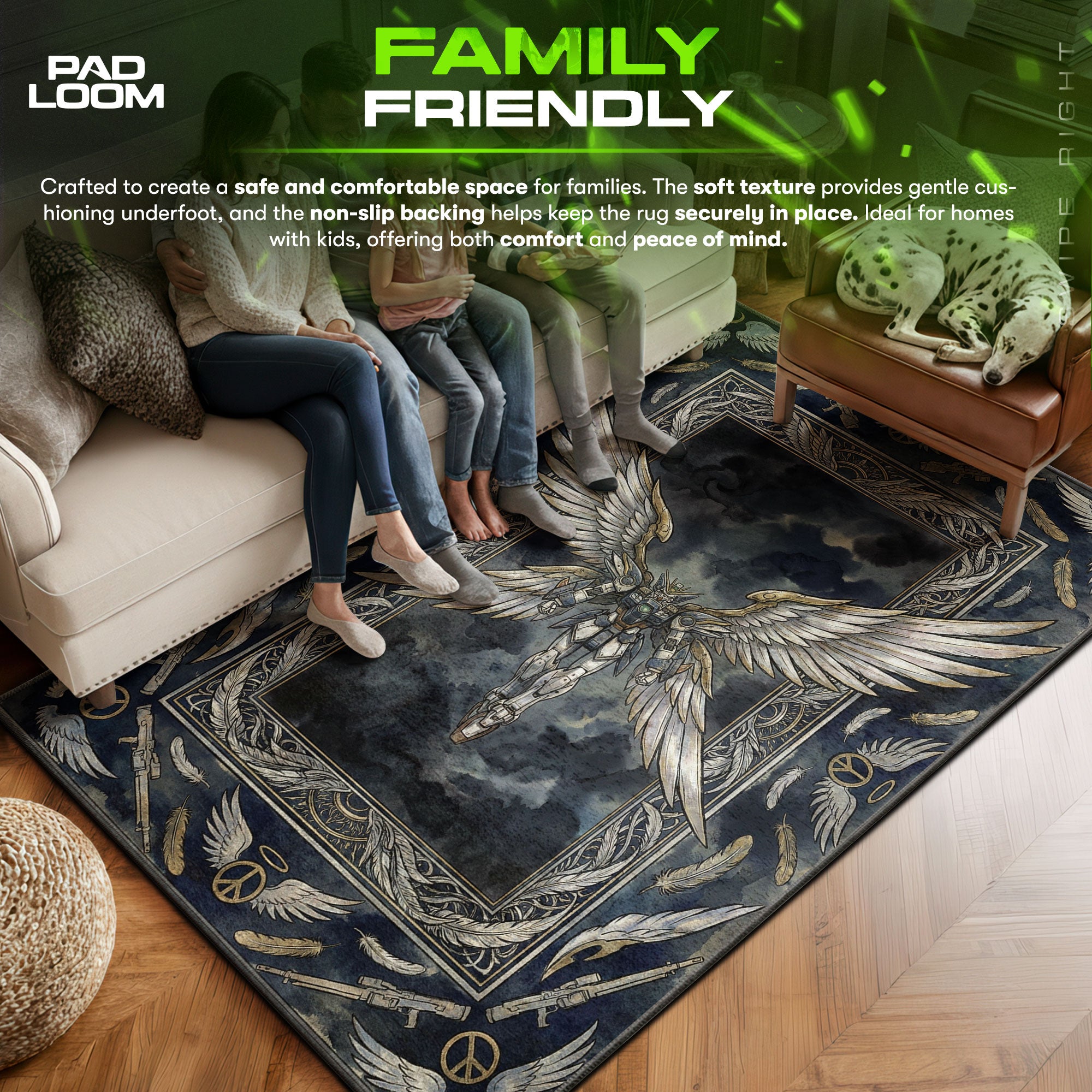 Wing area rug showing full home decor artwork