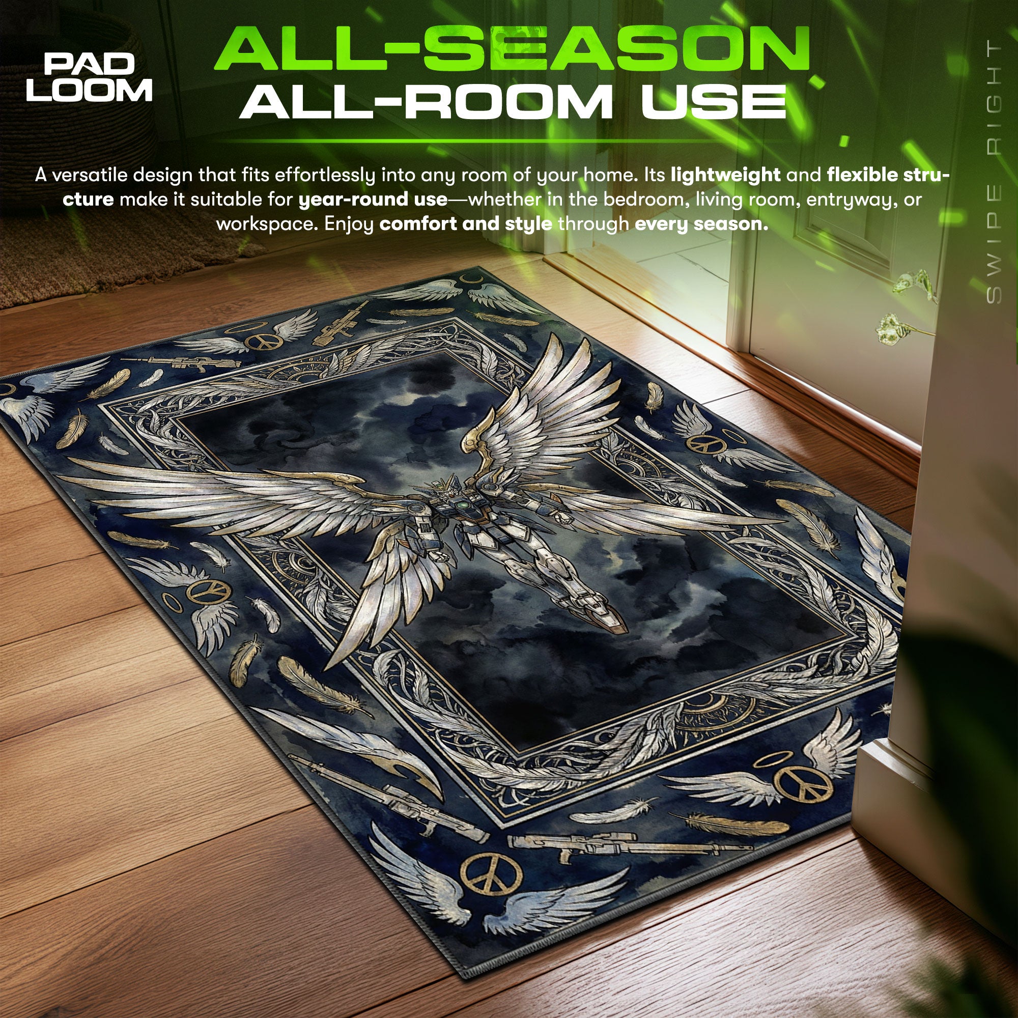 Wing Zero Celestial Tapestry Gundam Wing Chair fan rug — premium quality print