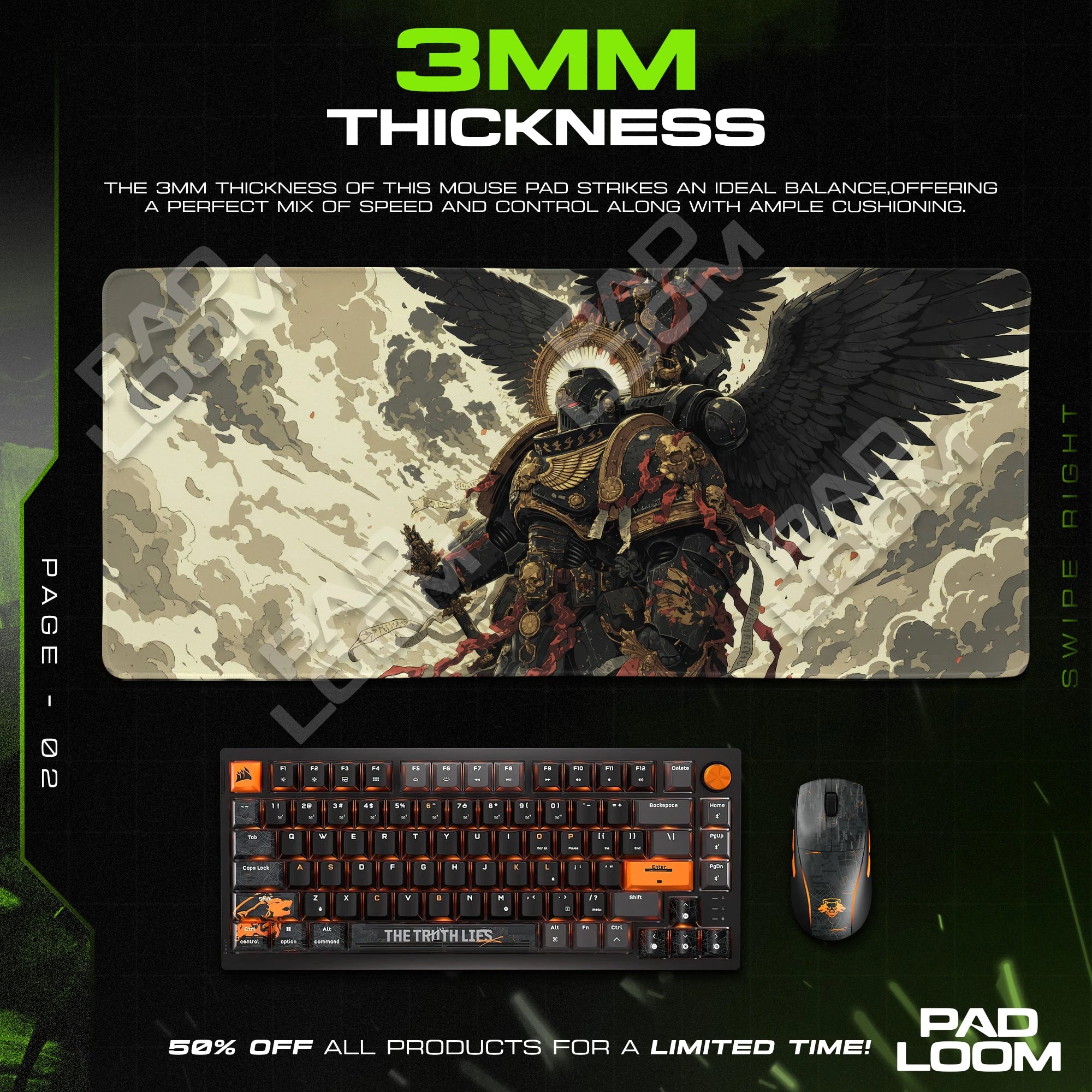 Winged Space Marine artwork close-up on the mouse pad surface