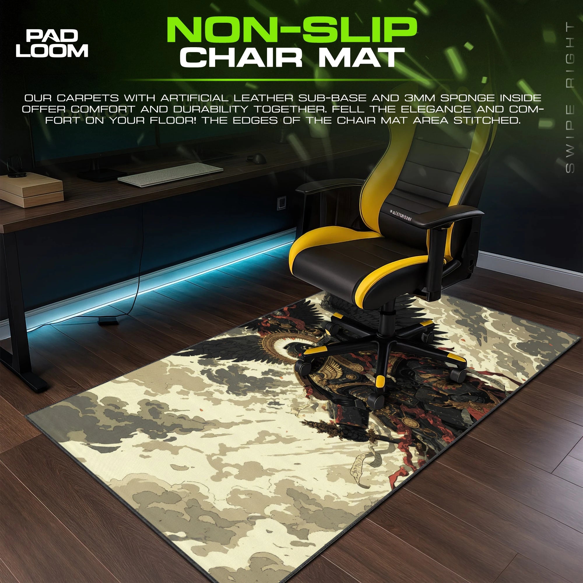 Winged Space Marine – stitched-edge, non-slip mouse pad detail