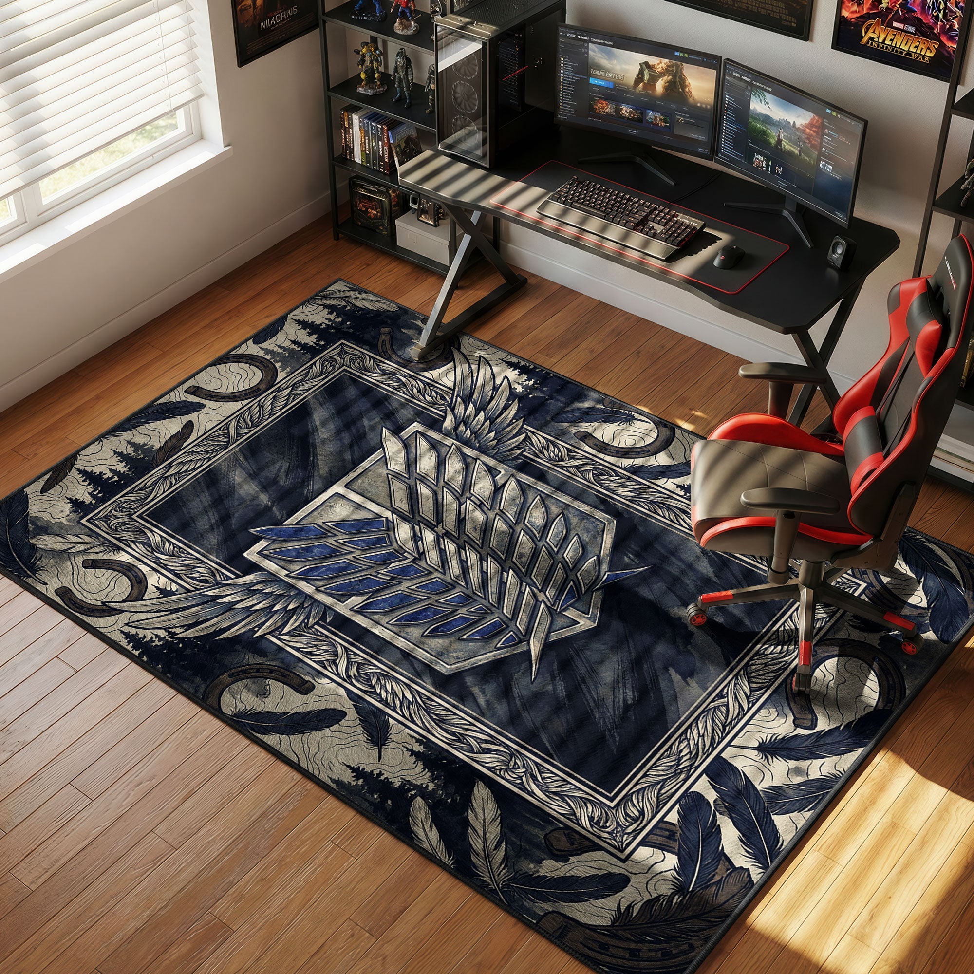 Teppich mit Flügeln der Freiheit des Aufklärungstrupps - Stuhlmatte Attack on Titan