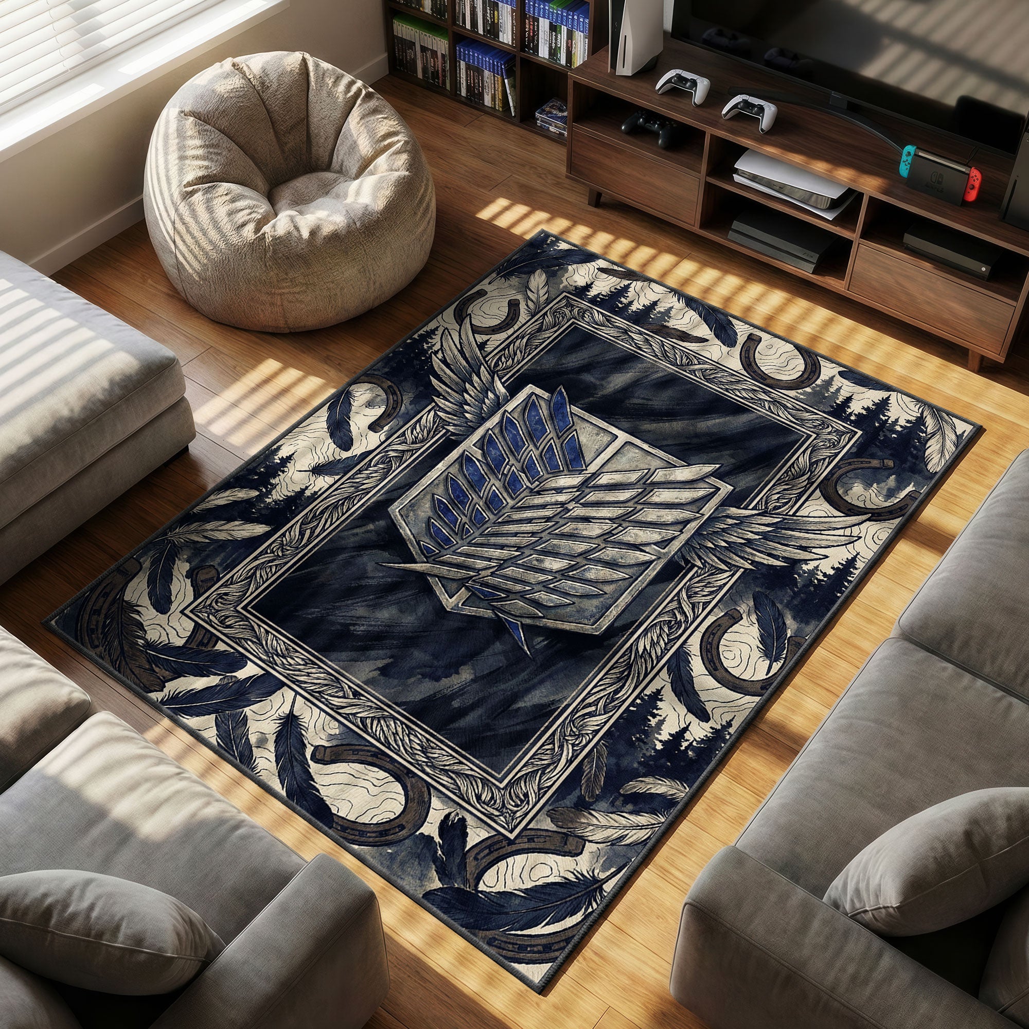 Teppich mit Flügeln der Freiheit des Aufklärungstrupps - Stuhlmatte Attack on Titan