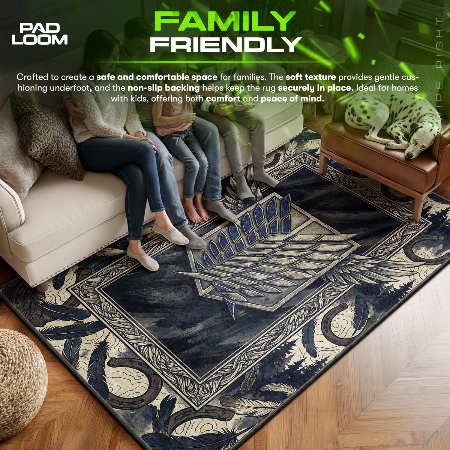 Teppich mit Flügeln der Freiheit des Aufklärungstrupps - Stuhlmatte Attack on Titan