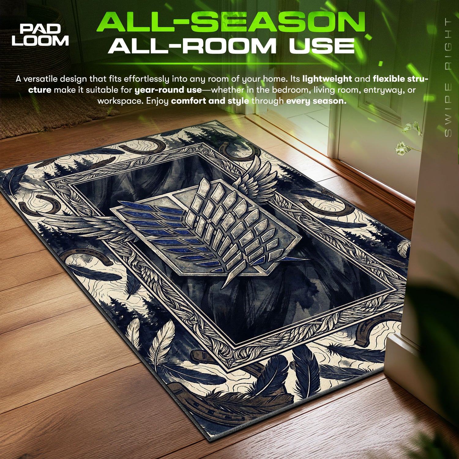 Teppich mit Flügeln der Freiheit des Aufklärungstrupps - Stuhlmatte Attack on Titan