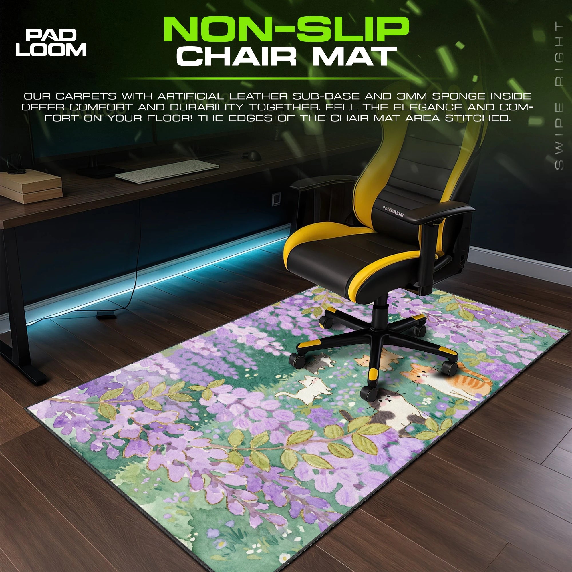 Wisteria Kittens Mouse Pad - Kawaii Cats Desk Mat