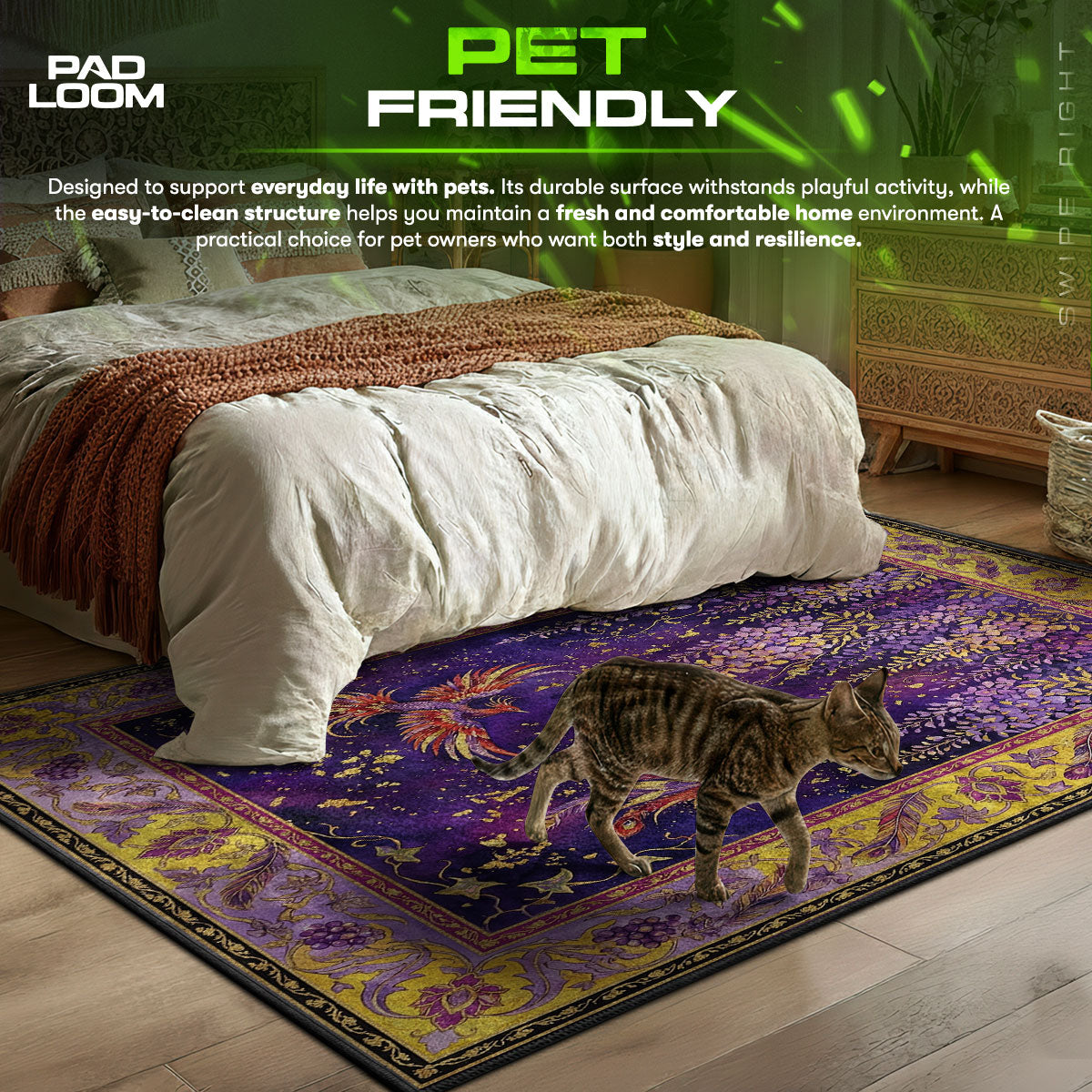 Wisteria Phoenix themed area rug for Fantasy fans