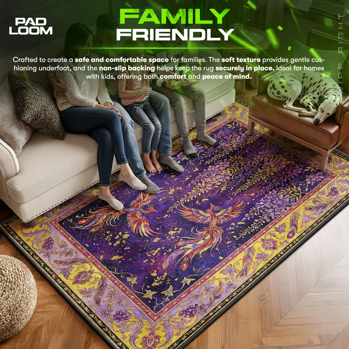 Area character design printed on rug