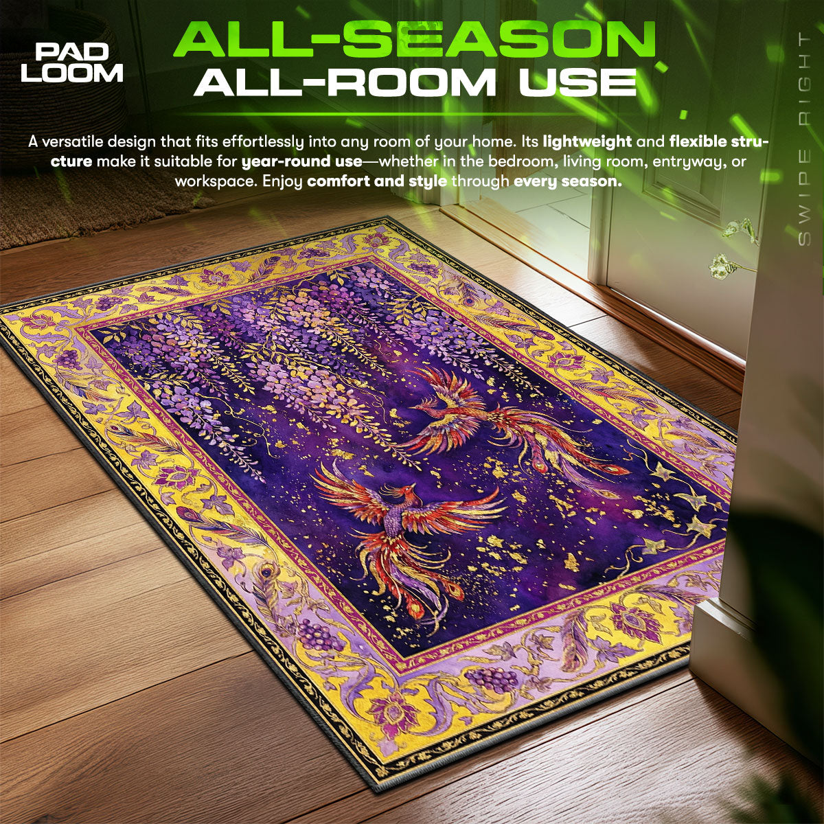 Detailed close-up of Wisteria rug pattern