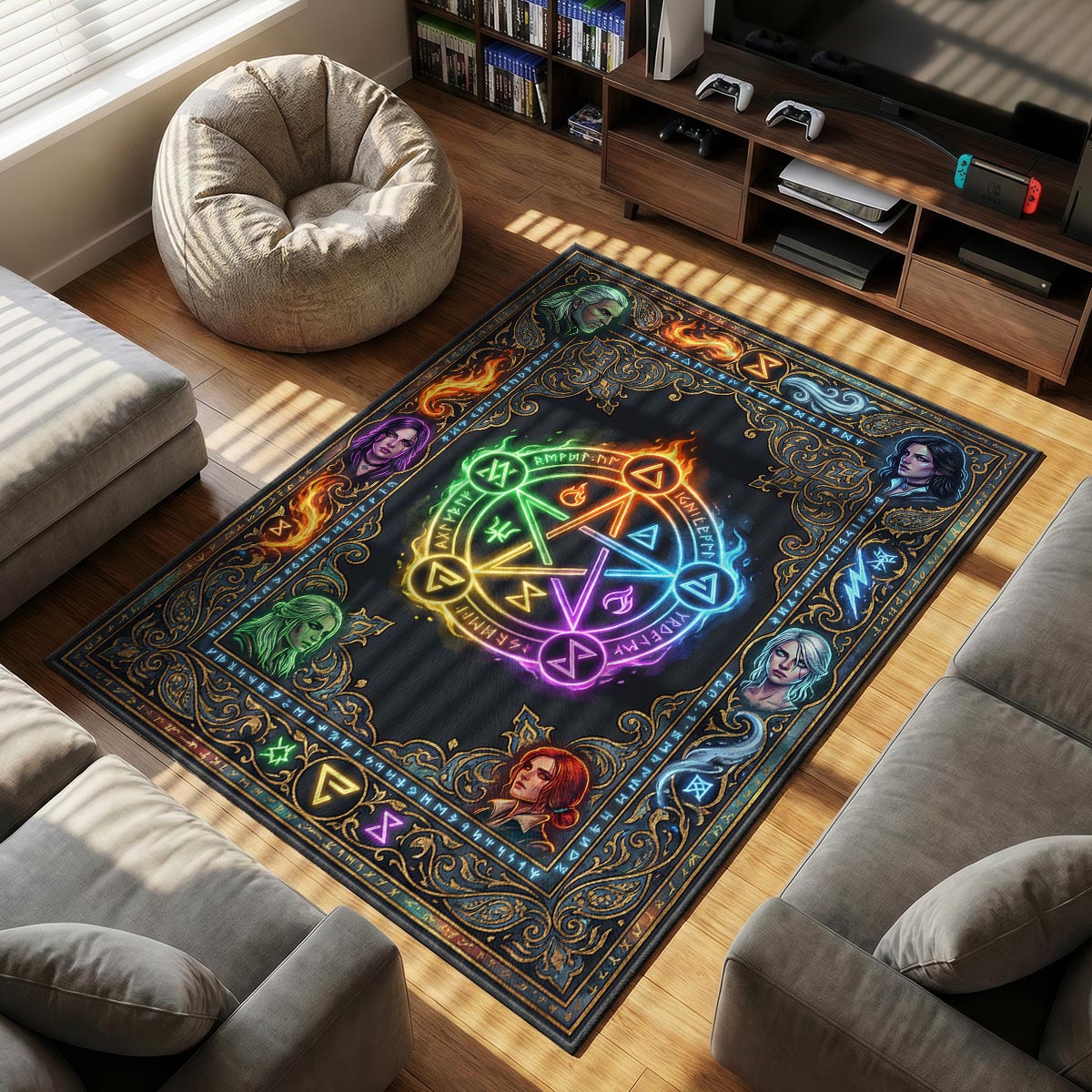 Witcher Signs Rune Circle Rug - The Witcher 3 Chair Mat