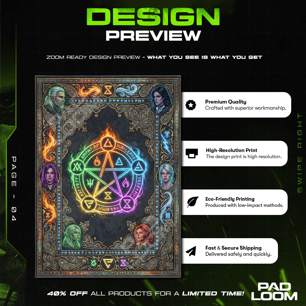 Witcher Signs Rune Circle Rug - The Witcher 3 Chair Mat