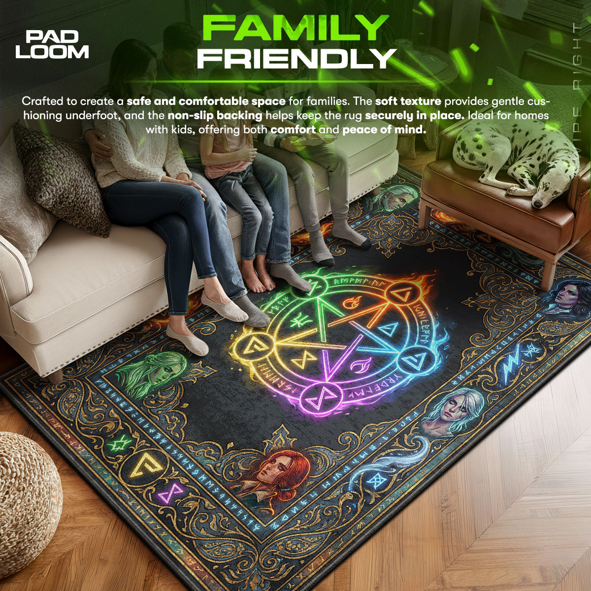 Witcher Rug Witcher Signs Rune Circle Rug - The Witcher 3 Chair Mat – Padloom